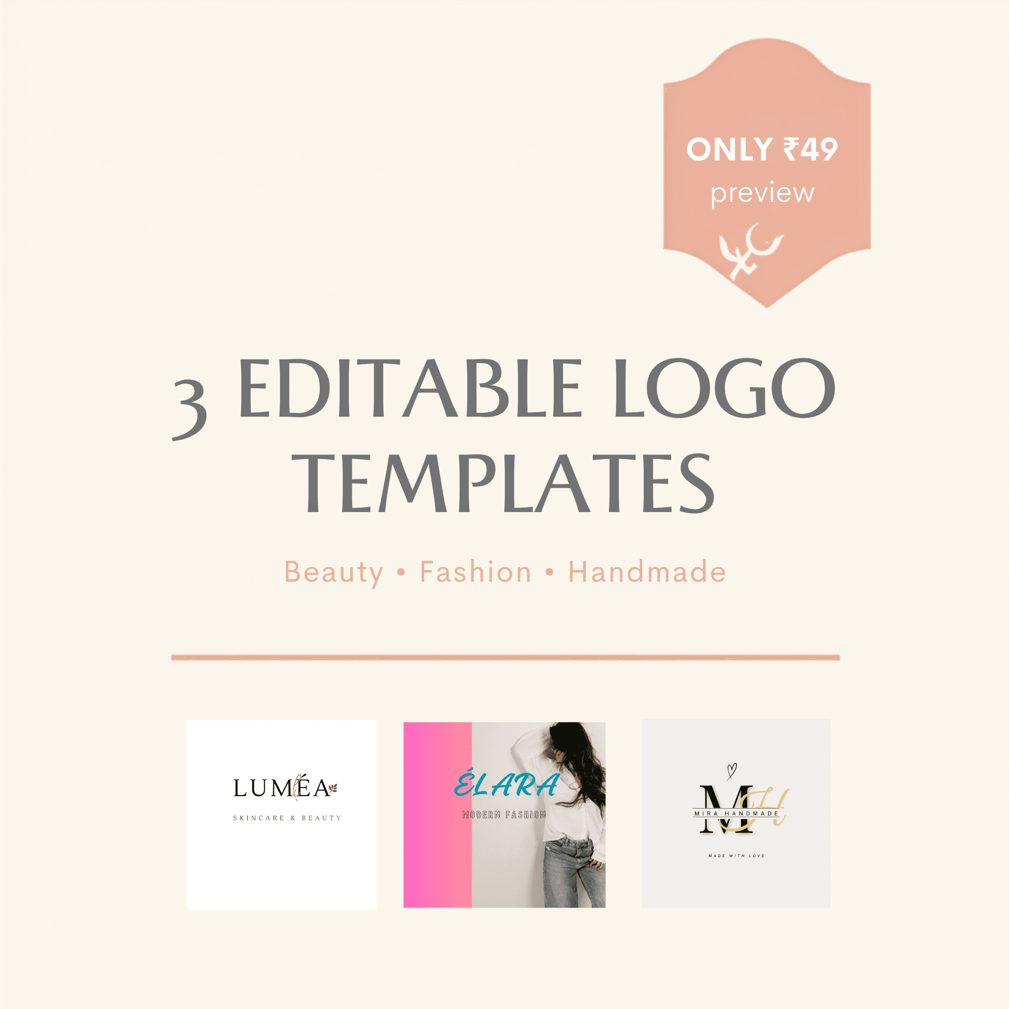 3 Editable Logo Templates Bundle